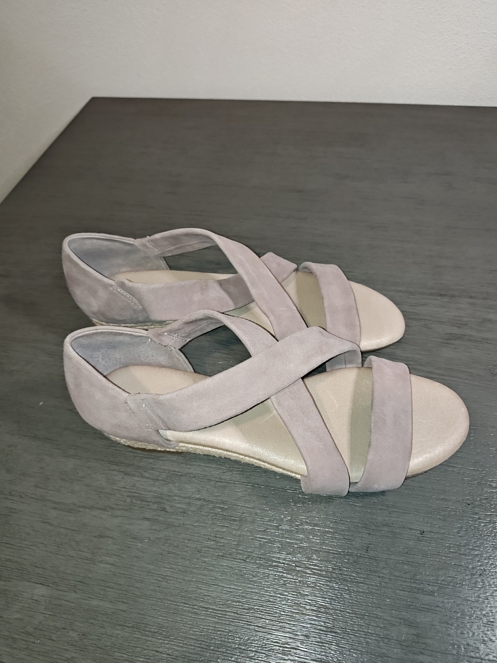 Alex Marie Pale Blush Suede Crisscross Wedge Sandals Size 9M